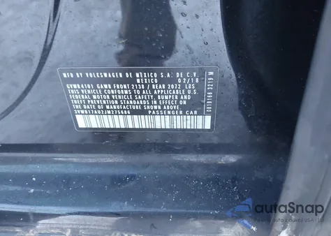 2018 Volkswagen Golf Tsi S/Tsi Se z USA, uszkodzony, nr VIN 3VWB17AU2JM275686